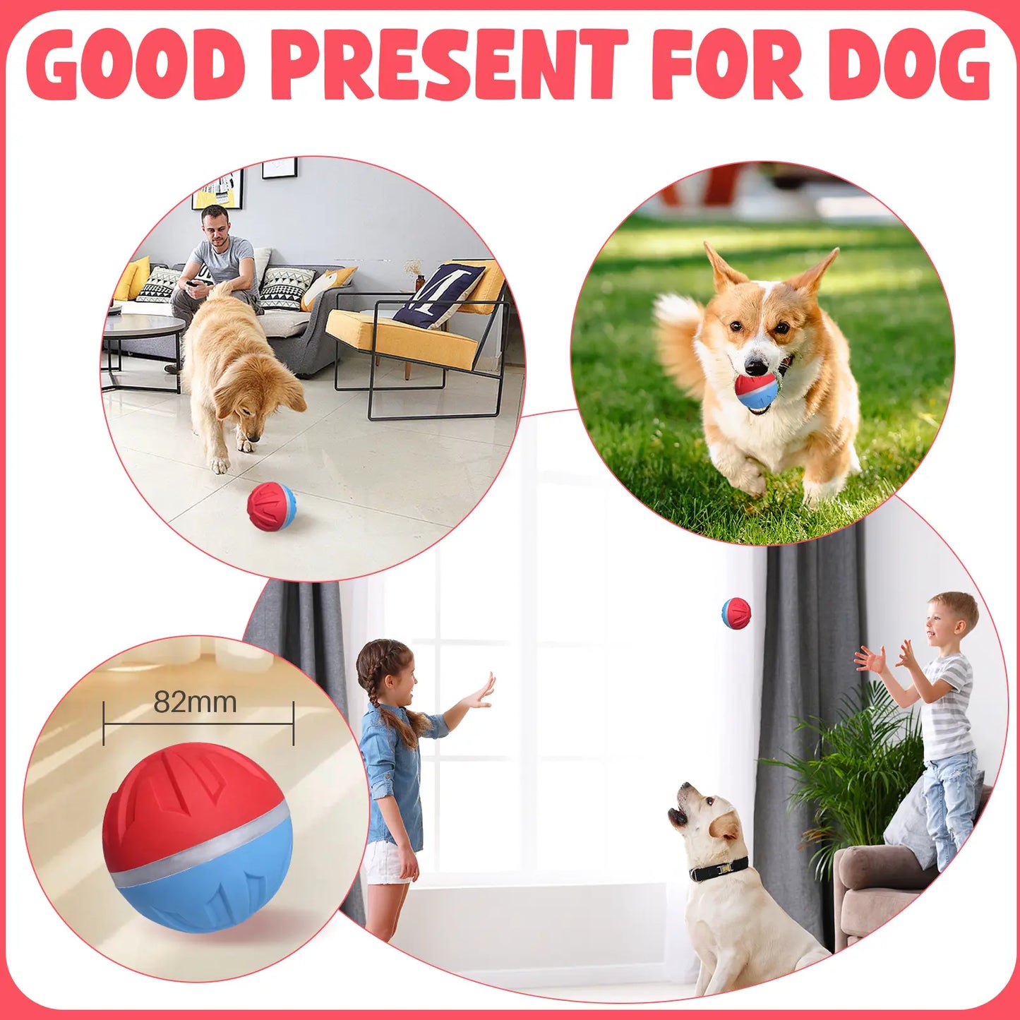 Smart Interactive Dog Toy, Chew Resistant, Dental Care, Outdoor, Rechargeable, for Small and Large Dogs Stri Charged Cat Ball Toy Physical Strength Automatic Kitten Interactive Balls Scaredy Crow Kicker Cat Toy Inter Cat Cats Fishing Rod Feather Aut Dog