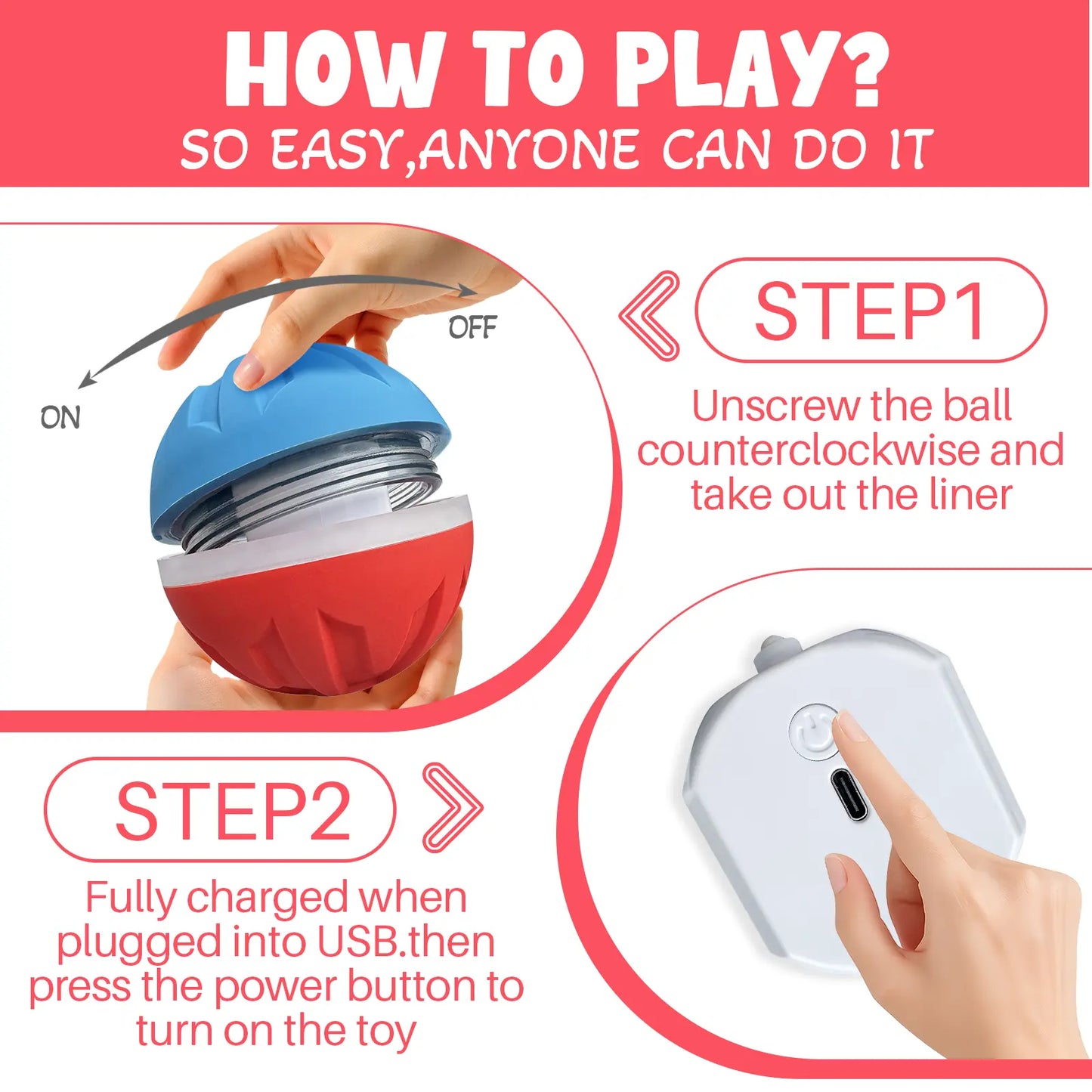 Smart Interactive Dog Toy, Chew Resistant, Dental Care, Outdoor, Rechargeable, for Small and Large Dogs Stri Charged Cat Ball Toy Physical Strength Automatic Kitten Interactive Balls Scaredy Crow Kicker Cat Toy Inter Cat Cats Fishing Rod Feather Aut Dog