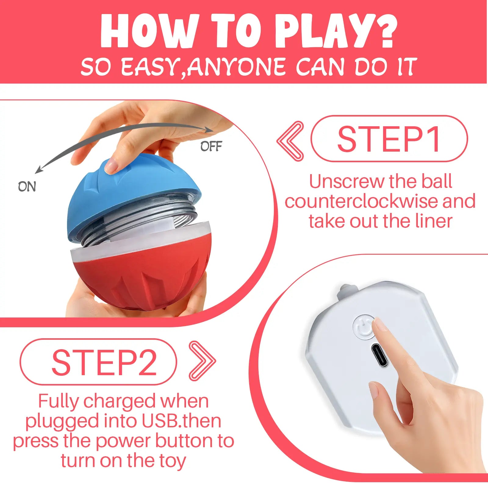 Smart Interactive Dog Toy, Chew Resistant, Dental Care, Outdoor, Rechargeable, for Small and Large Dogs Stri Charged Cat Ball Toy Physical Strength Automatic Kitten Interactive Balls Scaredy Crow Kicker Cat Toy Inter Cat Cats Fishing Rod Feather Aut Dog